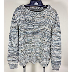 Wind River Sweater Shades of Blue & Tan with Side Buttons Women's Size Large